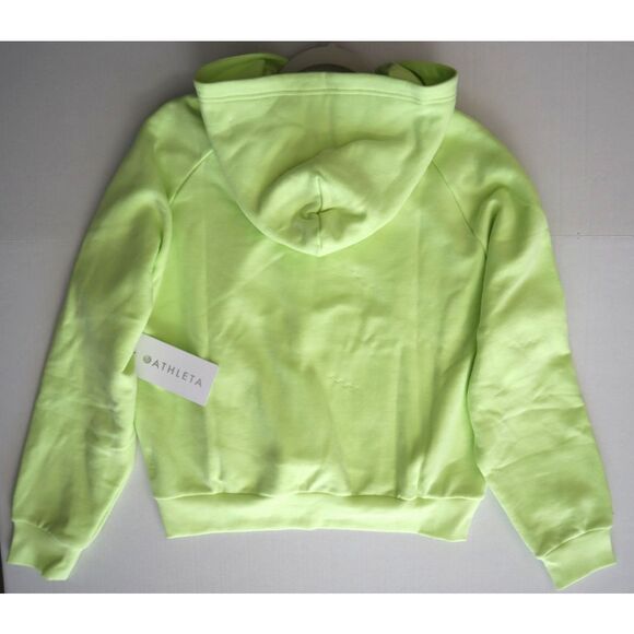 Athleta 473713062 Women Sz M Citron/Yellow Green Easy Fleece 1/2 Zip Hoodie - Picture 9 of 10